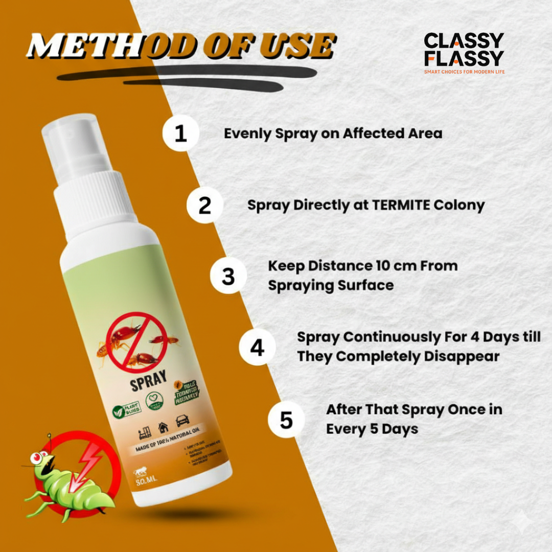 Natural Anti Termite killer Spray Long Lasting Protection for Home & Furniture (Pack of 3)