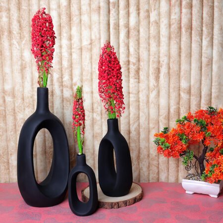 Decor, Set of 3 (Black) Polyresin – 9.5 Inch