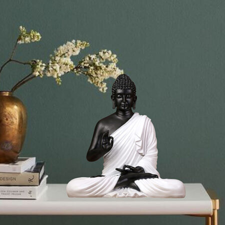 Meditation Big Buddha Showpiece for Home Decor (Black & Black) Polyresin – 15 Inch