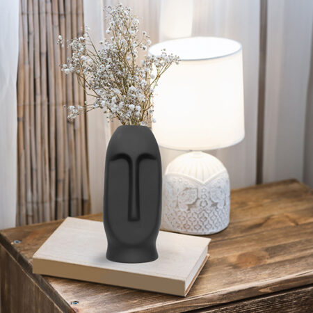 Human Face Flower Vases for Home Decor (Black) Polyresin – 9.5 Inch