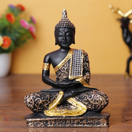 Buddha Idol in Black & Gold – 16cm