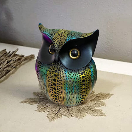 Antique Owl Showpiece for Home Decor (Multicolor) Polyresin – 6 Inch