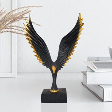 Eagle Wings Sculpture Majestic Resin Figurine for Home & Office Decore Black & Gold (L-22cm,B-6cm,H-31cm)