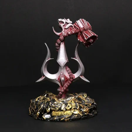 Antique Trishul Showpiece Especially for Car Dashboard (Purple & Golden) Polyresin – 7 Inch