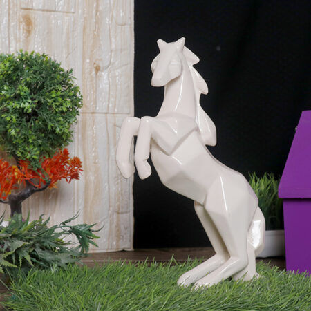 Hand Lifting Horse Showpiece for Home Decor (White) Polyresin – 10.5 Inch