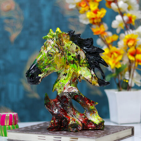 Tree Horse Head Showpiece for Home Decor (Multicolor) Polyresin – 9.5 Inch